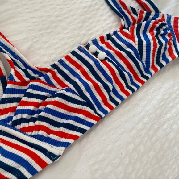 Target Xhileration Red White & Blue striped Bikini Top size D/DD - Picture 5 of 16
